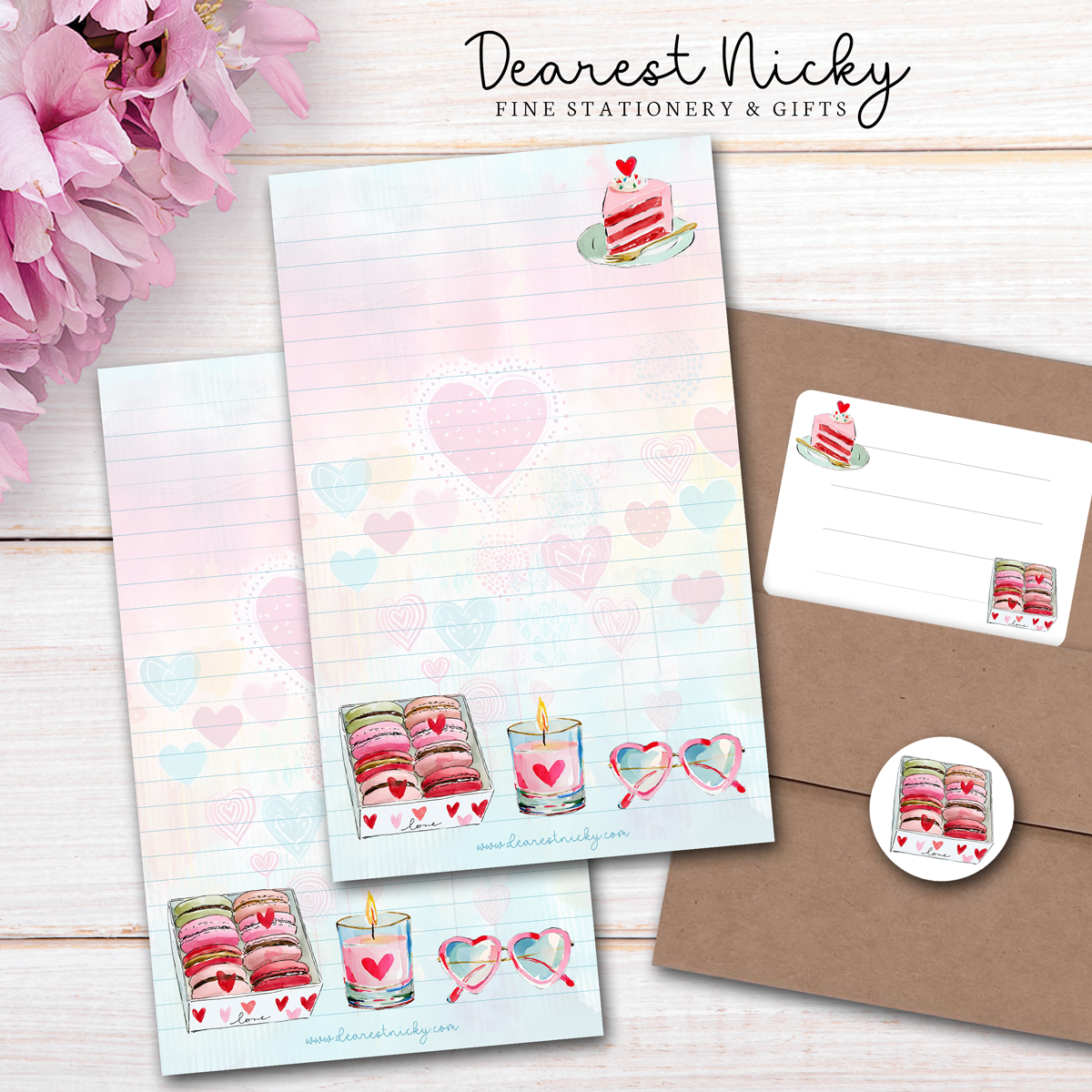 Valentine Macarons Letter Writing Set