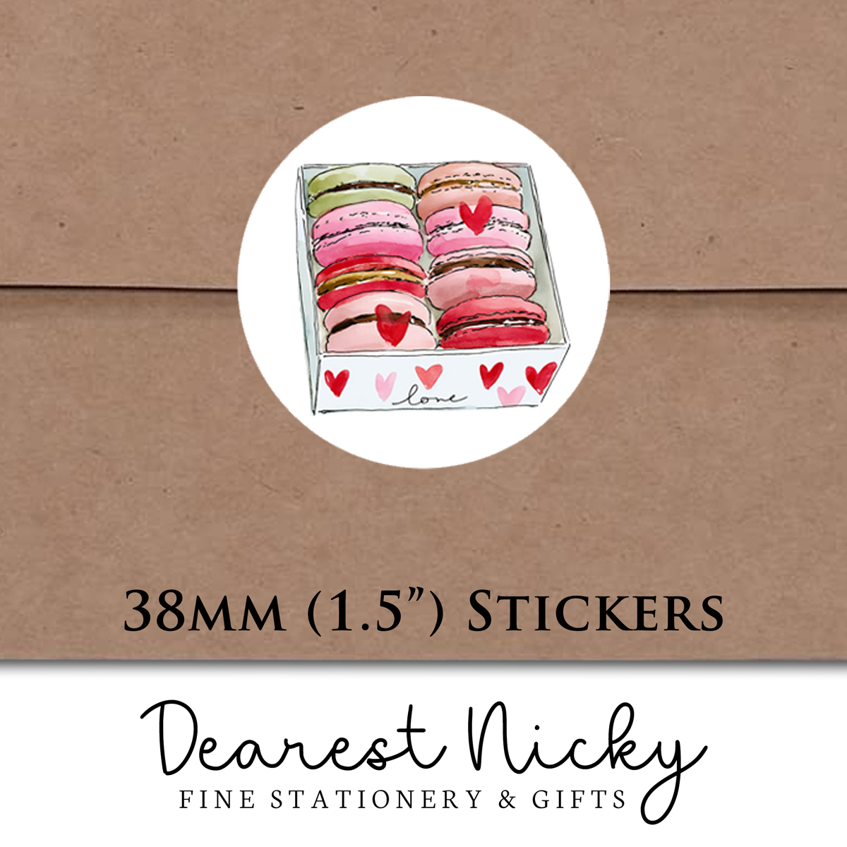 Valentine Macarons Envelope Seals - Set of 30 Stickers
