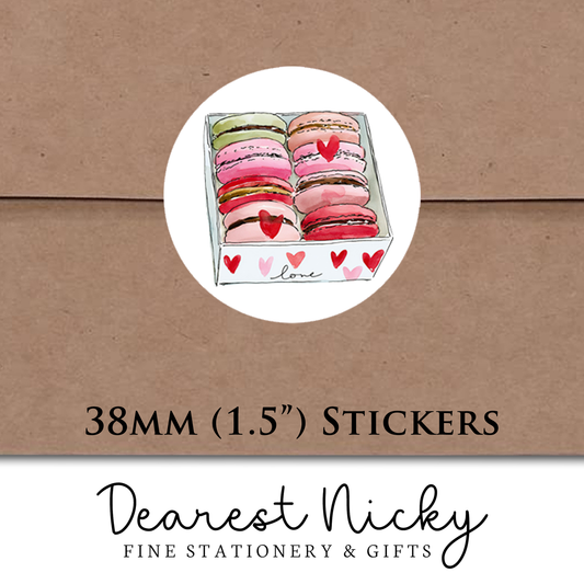 Valentine Macarons Envelope Seals - Set of 30 Stickers
