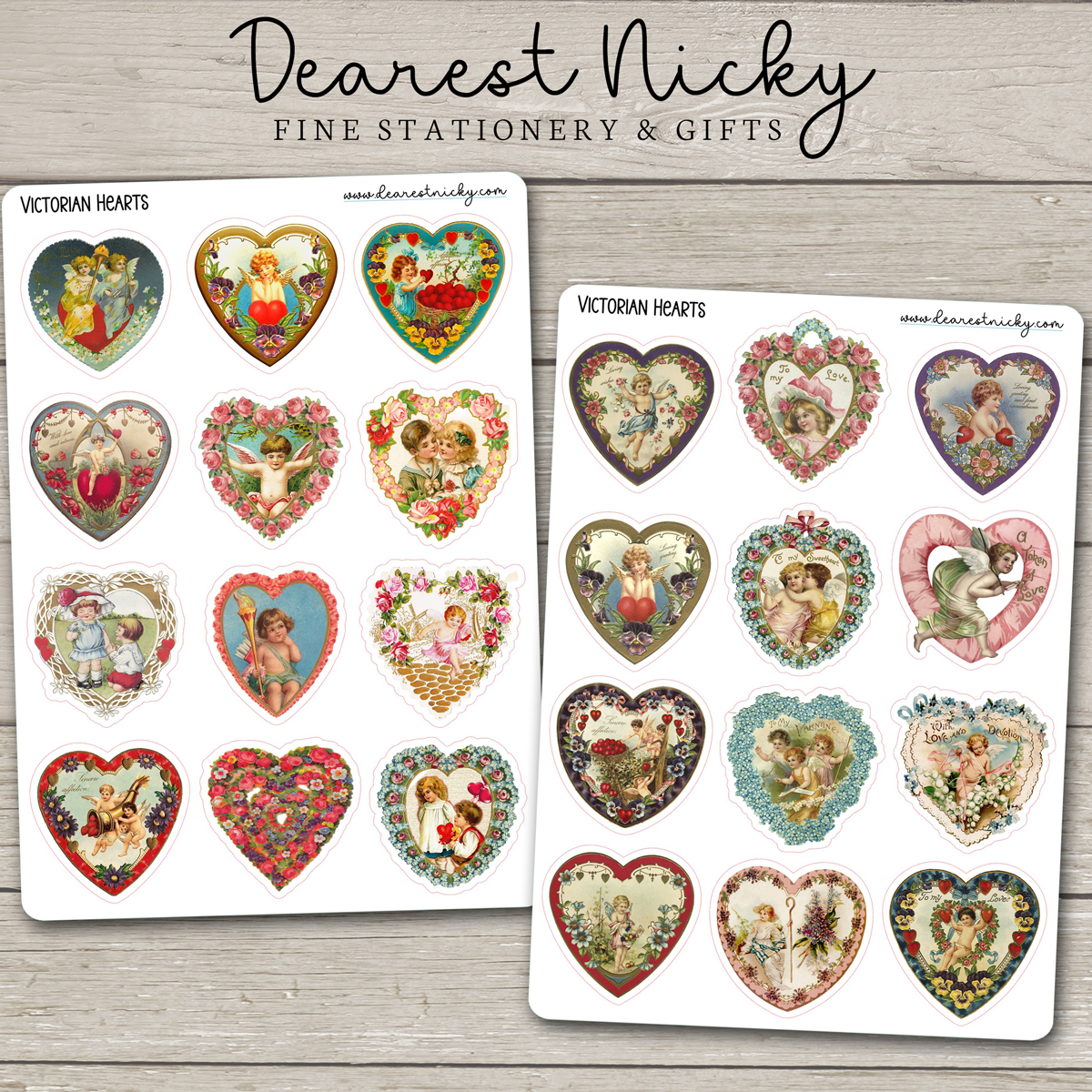 Victorian Hearts Stickers - 2 Sheets