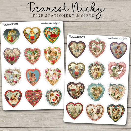 Victorian Hearts Stickers - 2 Sheets