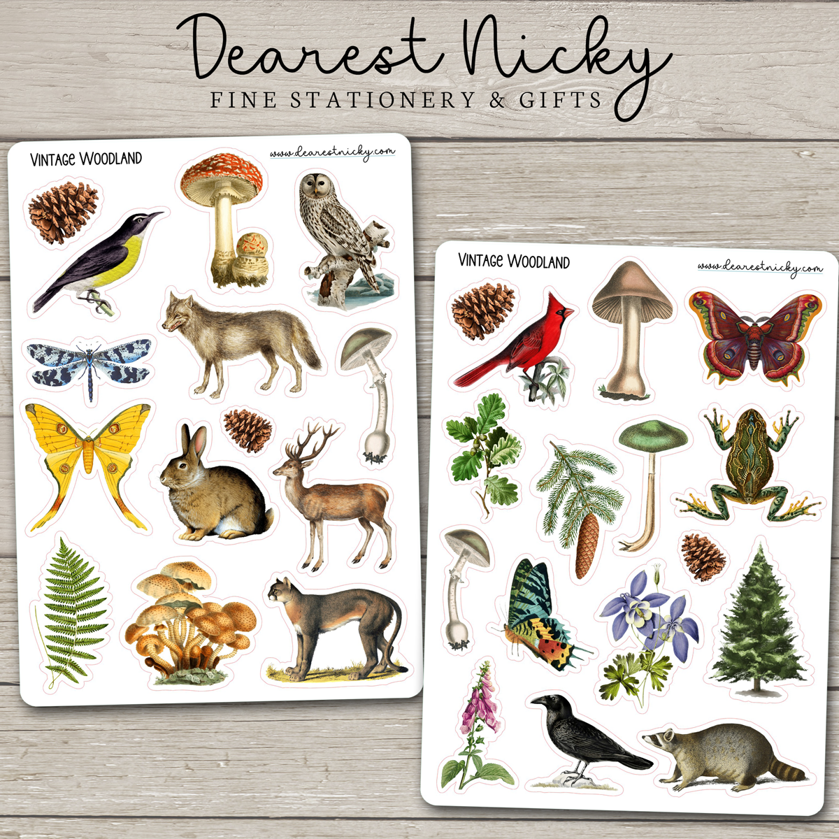 Vintage Woodland Stickers - 2 Sheets