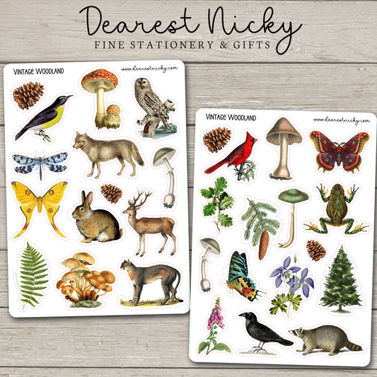 Vintage Woodland Stickers - 2 Sheets