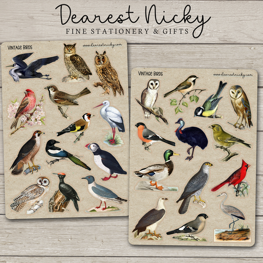 Vintage Birds Stickers - 2 Sheets