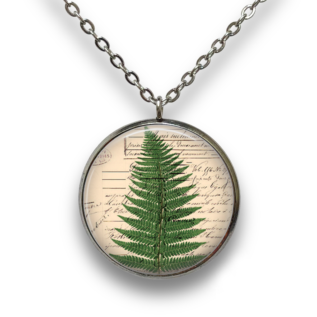 Vintage Fern Pendant with Necklace