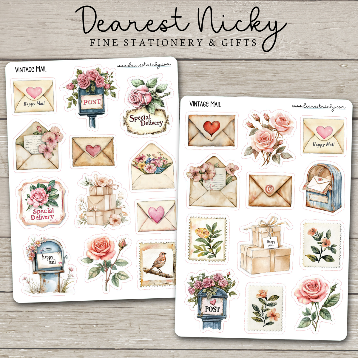 Vintage Mail Stickers - 2 Sheets