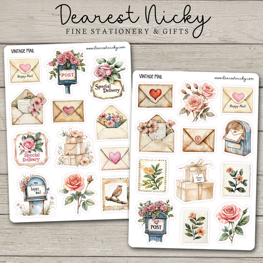 Vintage Mail Stickers - 2 Sheets