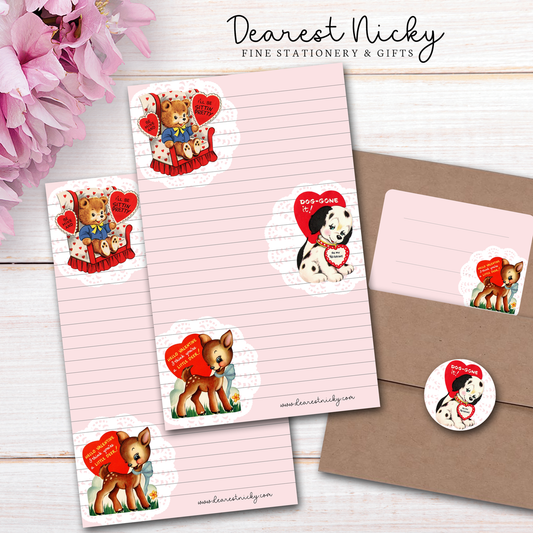 Vintage Valentine's Day Cards Letter Writing Set
