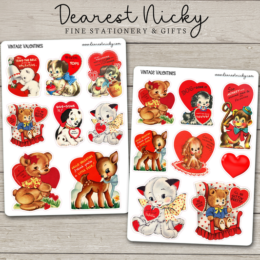 Vintage Valentines Stickers - 2 Sheets