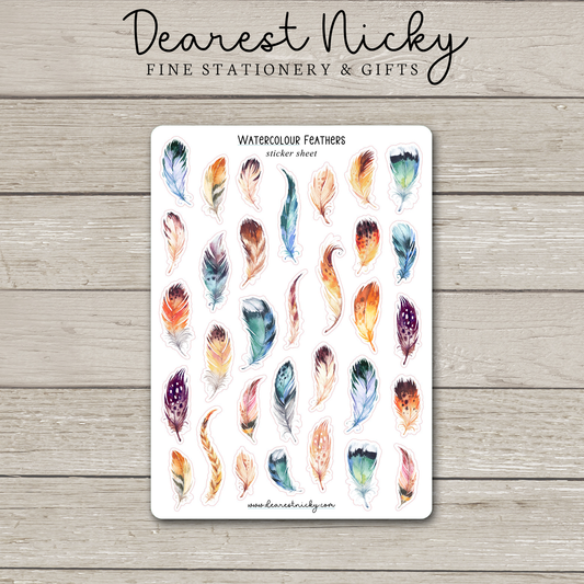 Watercolour Feathers Stickers