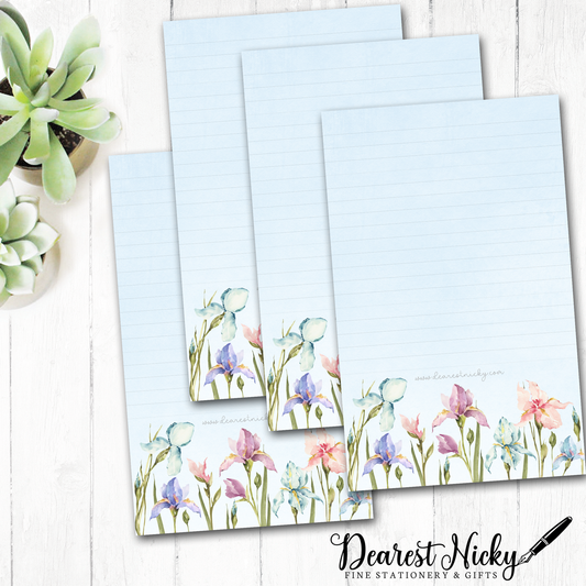 Watercolour Irises Letter Writing Paper