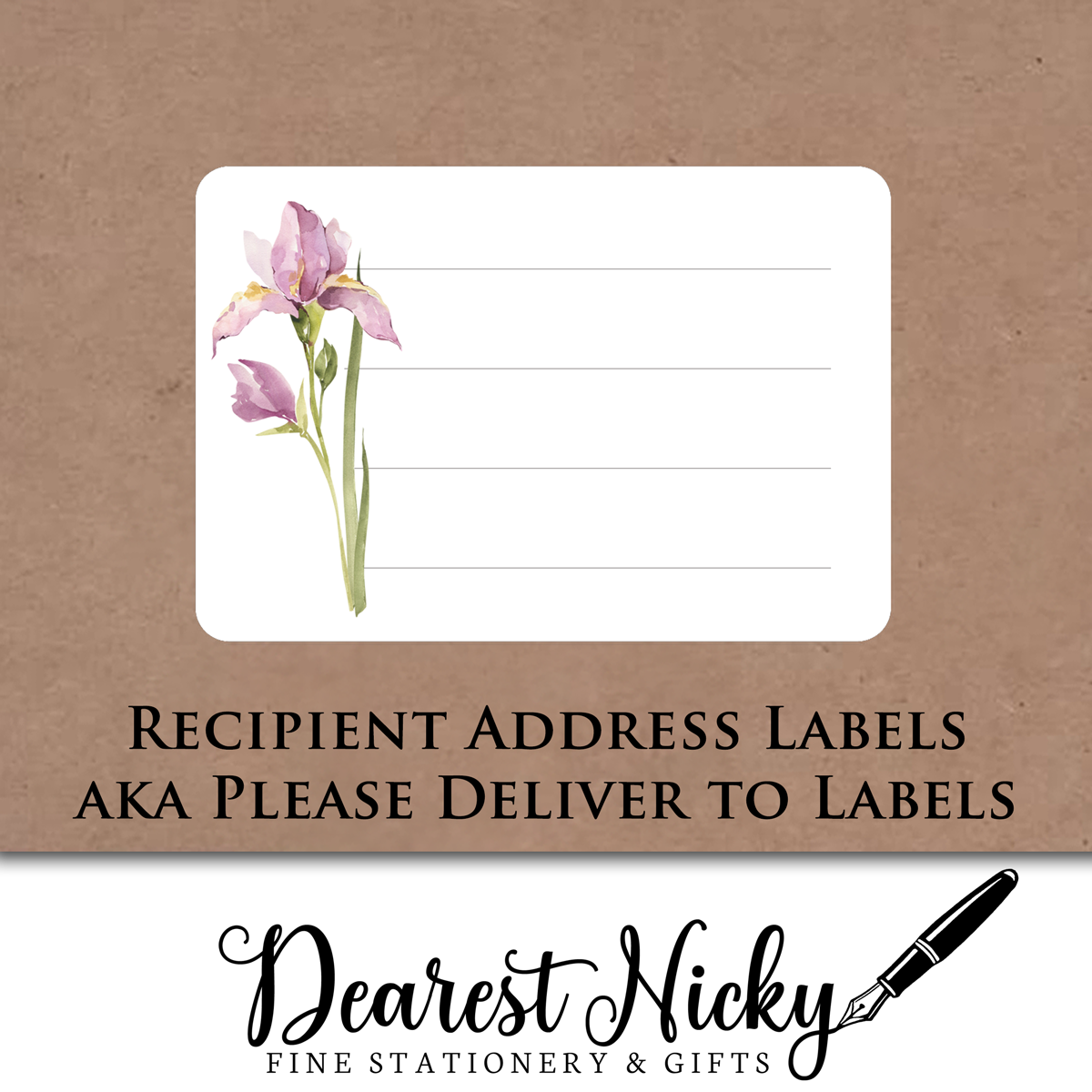 Watercolour Irises Address Labels - Set of 16