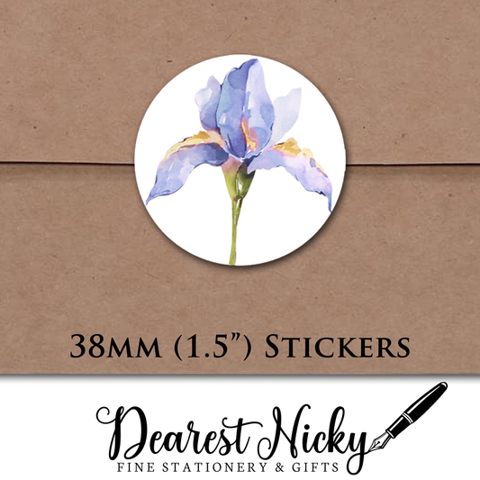 Watercolour Irises Envelope Seals - Set of 30 Stickers