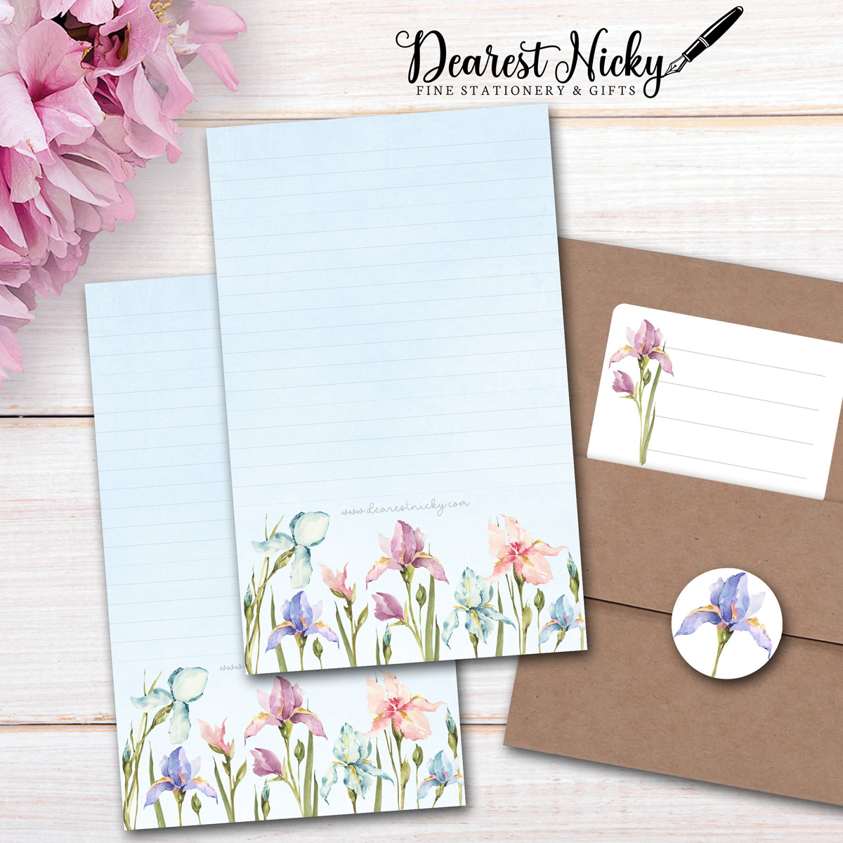 Watercolour Irises Letter Writing Set