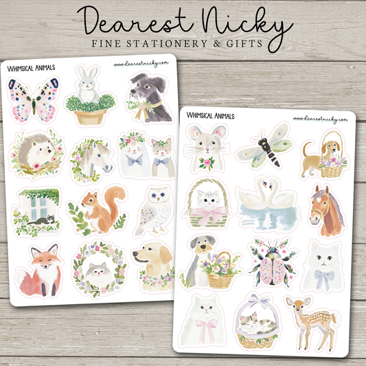 Whimsical Animals Stickers - 2 Sheets