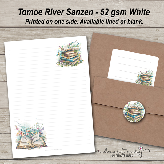 Wildflower Books Ensemble d'écriture de lettres – 52 g/m² Tomoe River Sanzen