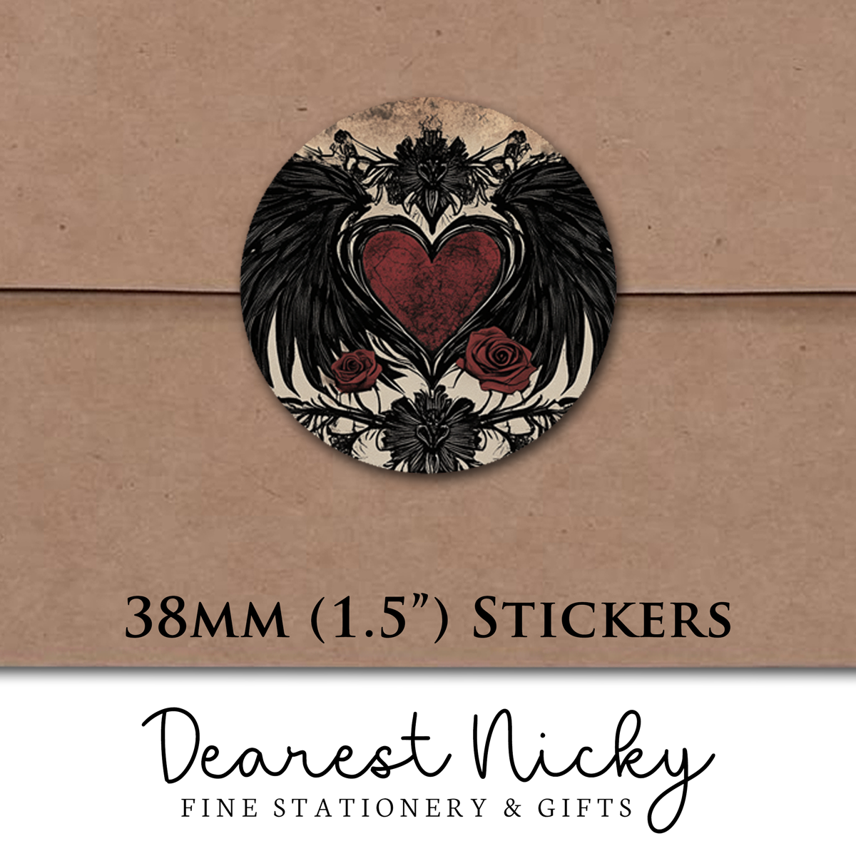 Winged Heart Envelope Seals - Set of 30 Stickers