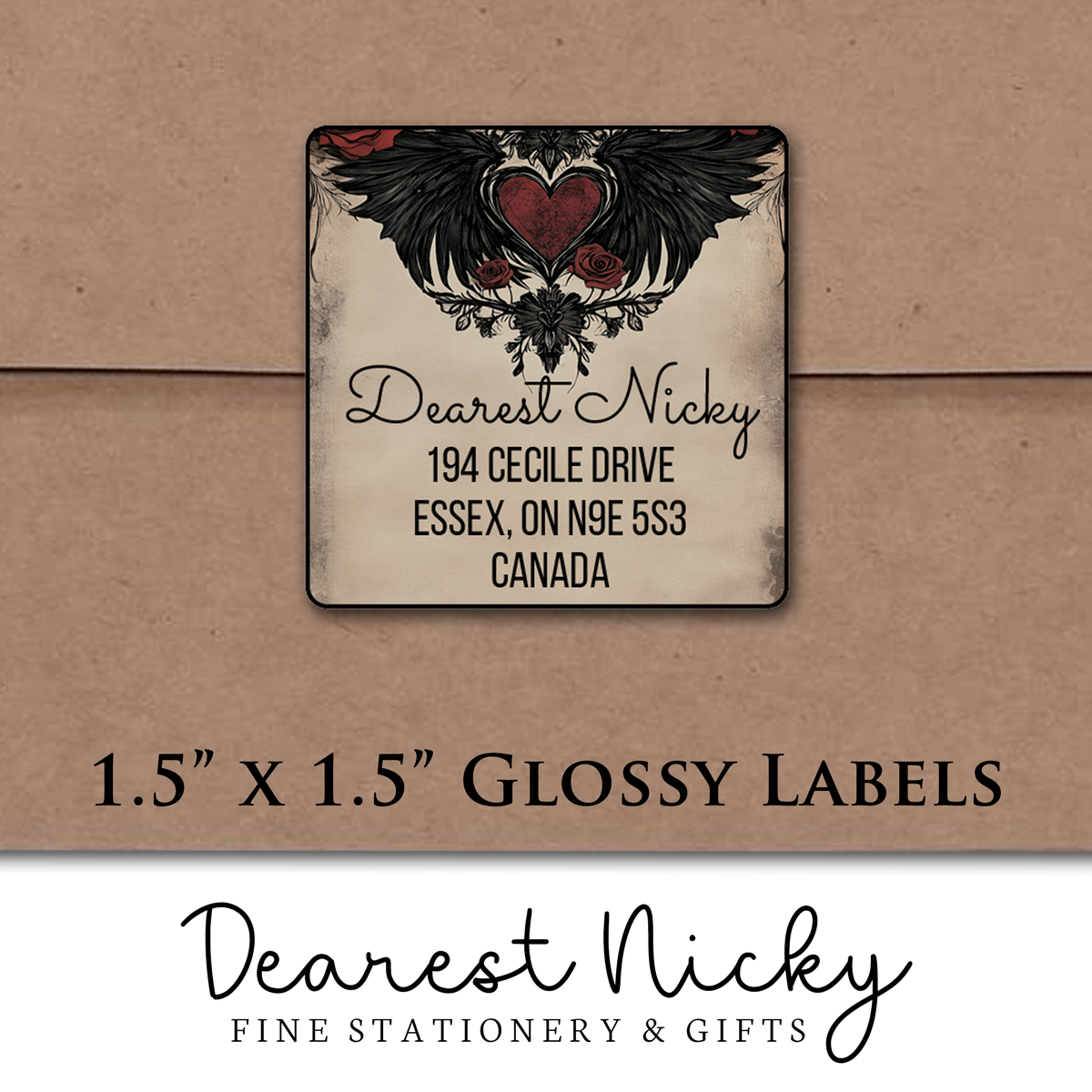 Winged Heart Custom Return Address Labels - Set of 24