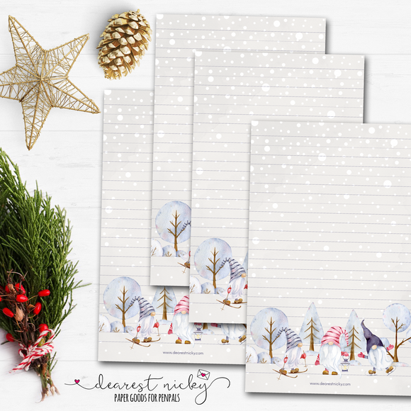 Winter Gnomes Letter Writing Paper