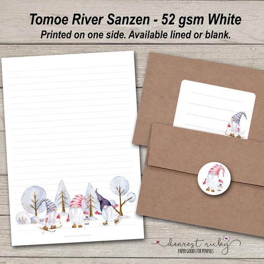 Ensemble d'écriture de lettres Winter Gnomes - 52 g/m² Tomoe River Sanzen
