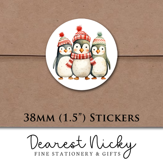 Winter Penguins Envelope Seals - Set of 30 Stickers