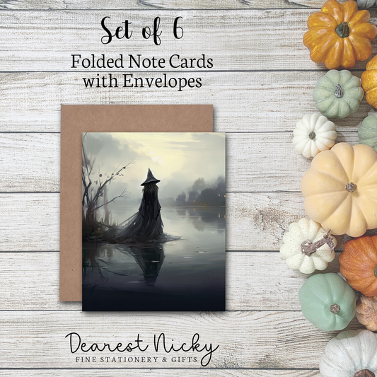 Witch Folded Note Cards - Blank Inside - Set of 6 with Envelopes