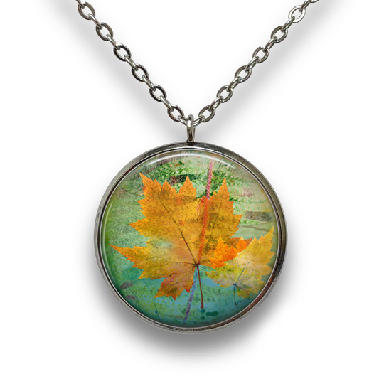 Yellow Maple Leaf Pendant with Necklace