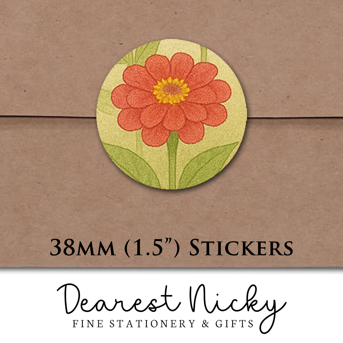Zinnia Garden Envelope Seals - Set of 30 Stickers