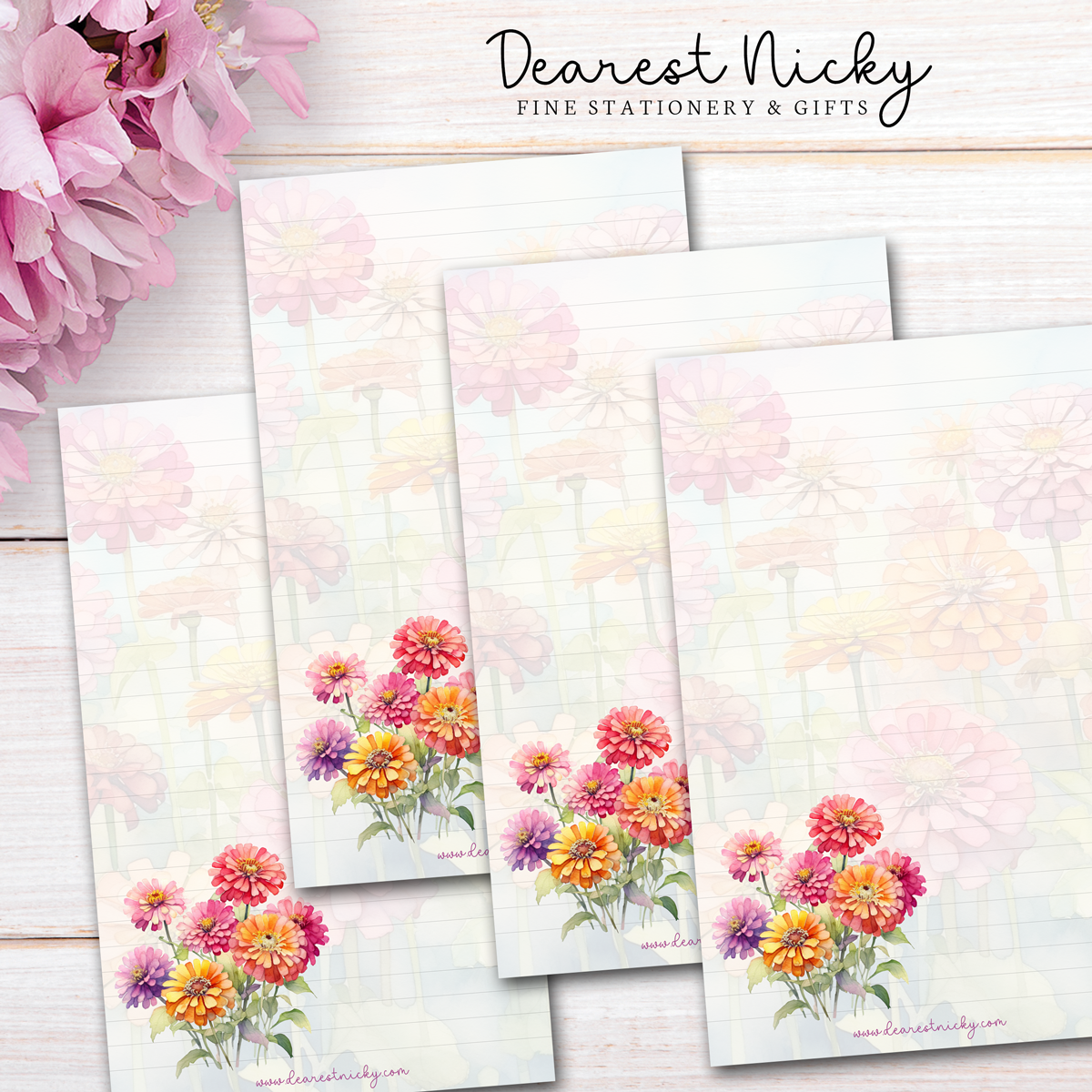 Zinnias Letter Writing Paper