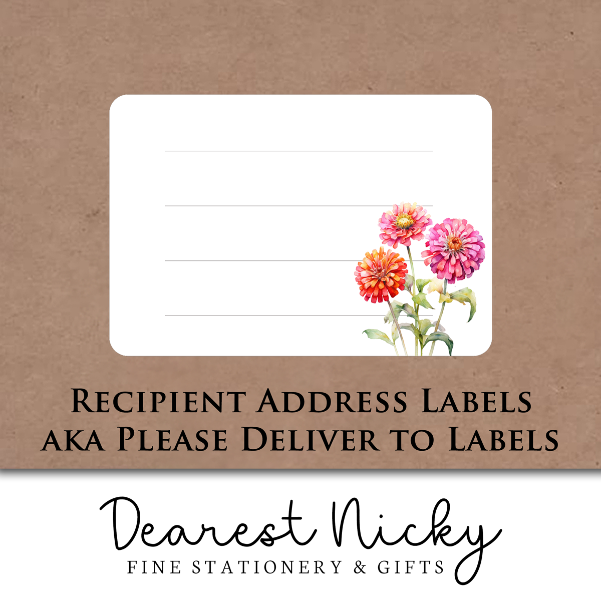 Zinnias Address Labels - Set of 16