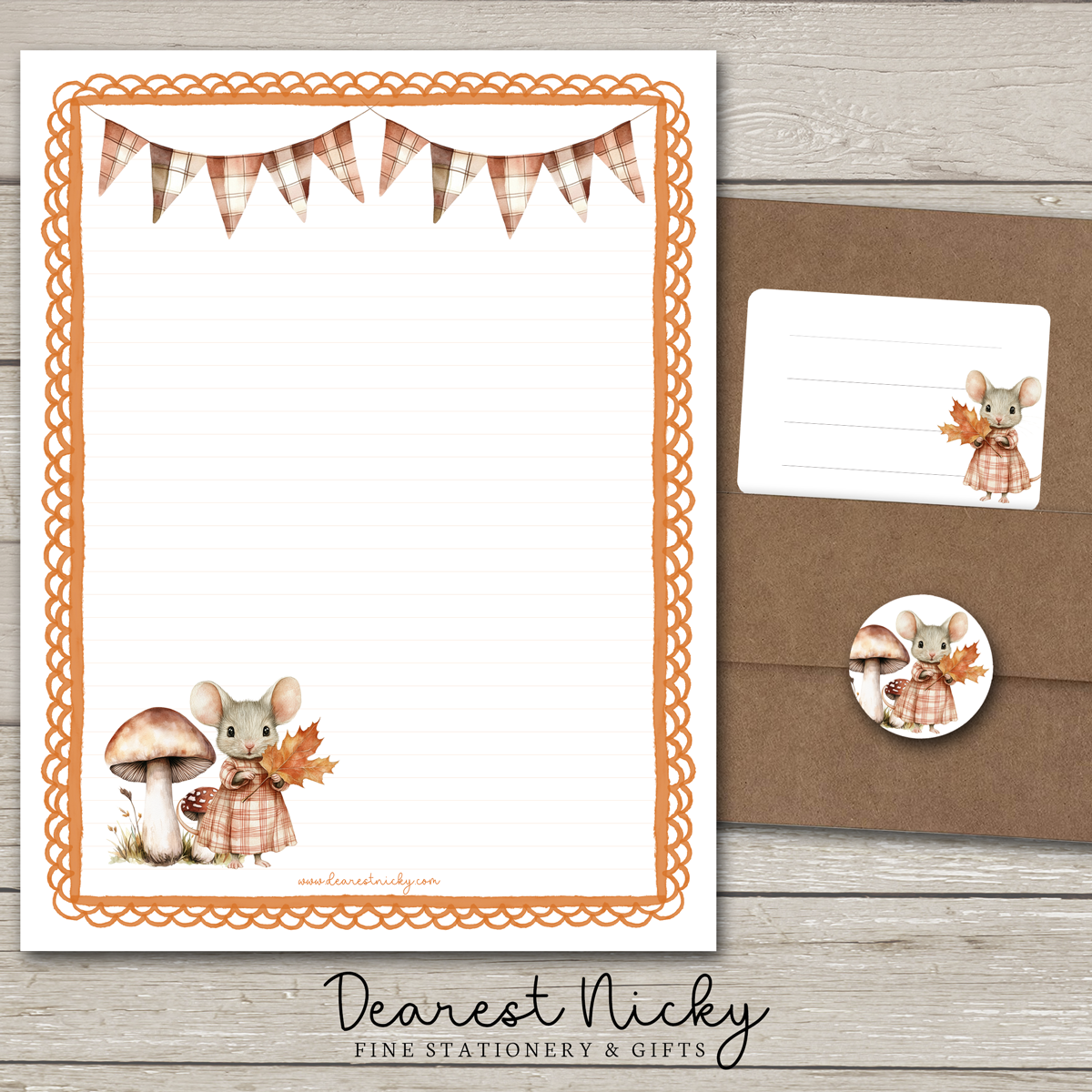 Fall Mouse Large Letter Writing Set - 8½ x 11