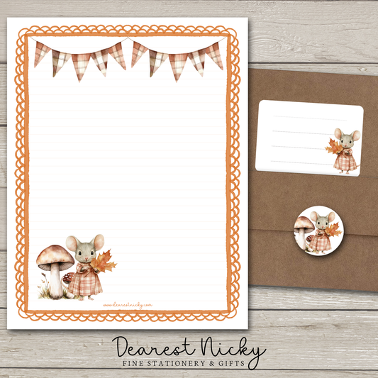 Fall Mouse Large Letter Writing Set - 8½ x 11