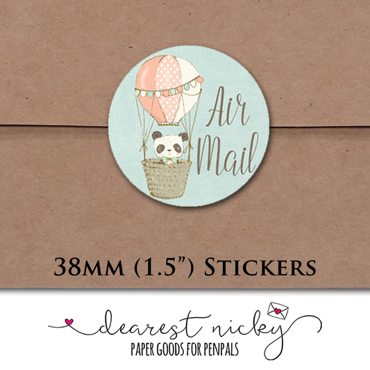 Panda Air Mail Envelope Seals - Set of 30 Stickers