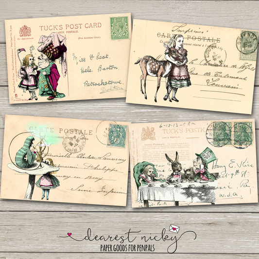 Cartes postales Alice au pays des merveilles - Lot de 4