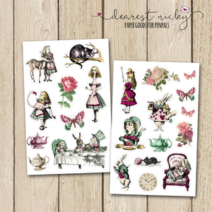 Alice in Wonderland Stickers - 2 Sheets