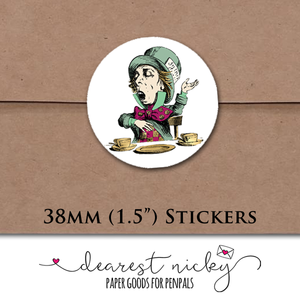 Alice In Wonderland Envelope Seals <br> Set of 30 Stickers