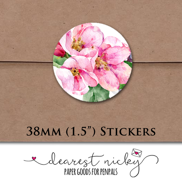 Apple Blossoms Envelope Seals <br> Set of 30 Stickers