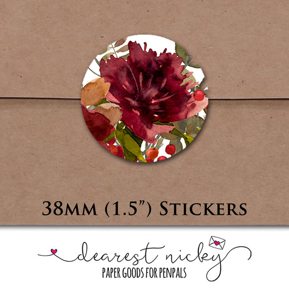 Autumn Bouquet Envelope Seals <br> Set of 30 Stickers