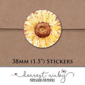 Autumn Leaves and Sunflower Envelope Seals <br> Set of 30 Stickers