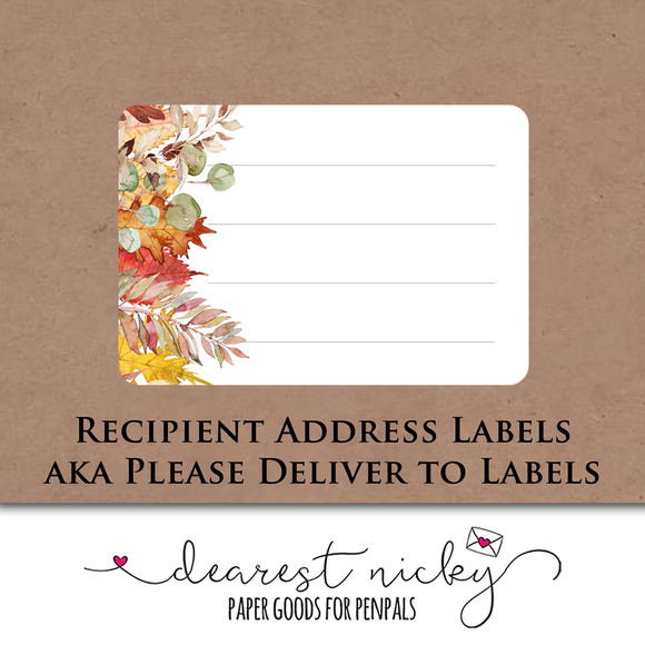 Autumn Leaves and Sunflower Address Labels <br> Set of 16