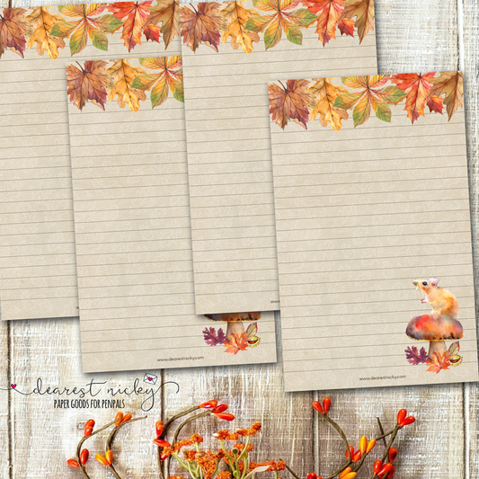 Papier à lettres de souris d'automne