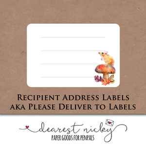 Autumn Mouse Address Labels <br> Set of 16