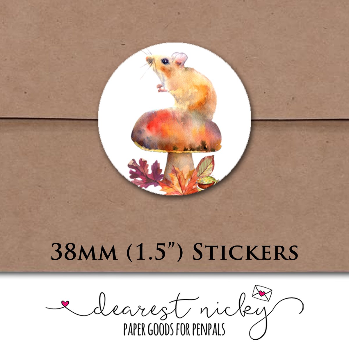 Autumn Mouse Envelope Seals - Set of 30 Stickers