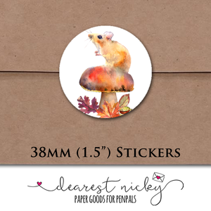 Autumn Mouse Envelope Seals <br> Set of 30 Stickers