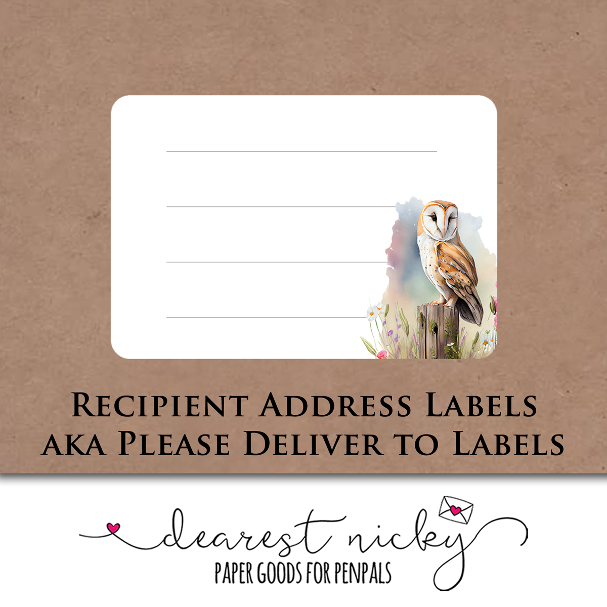 Barn Owl on Post Address Labels - Set of 16