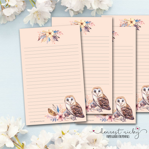 Barn Owl Letter Writing Paper