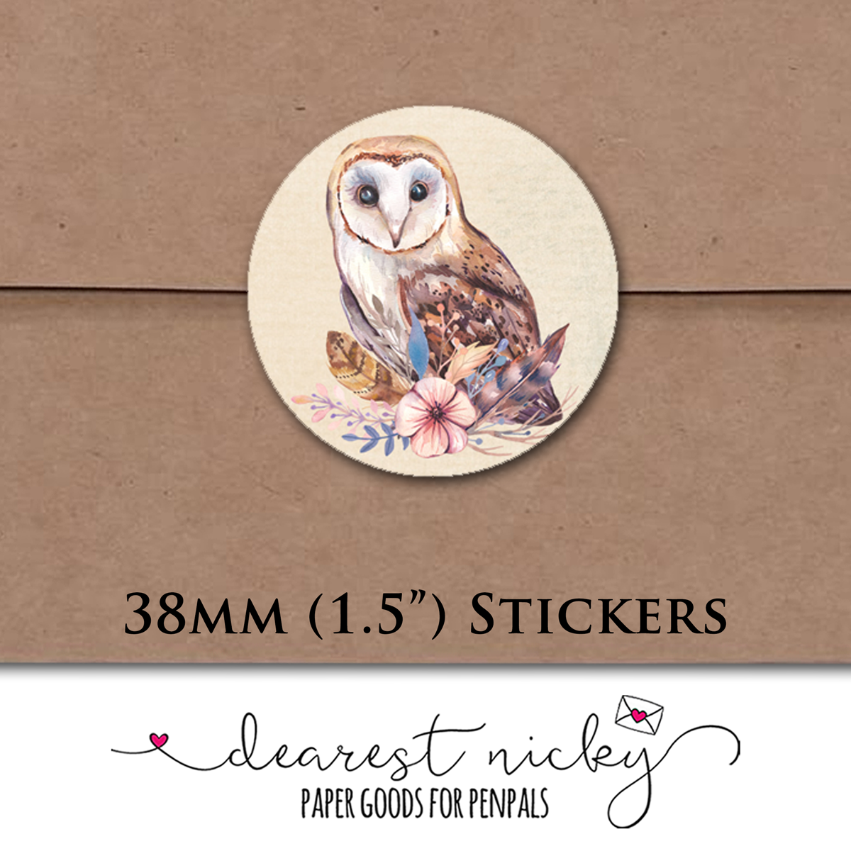 Barn Owls Envelope Seals - Set of 30 Stickers