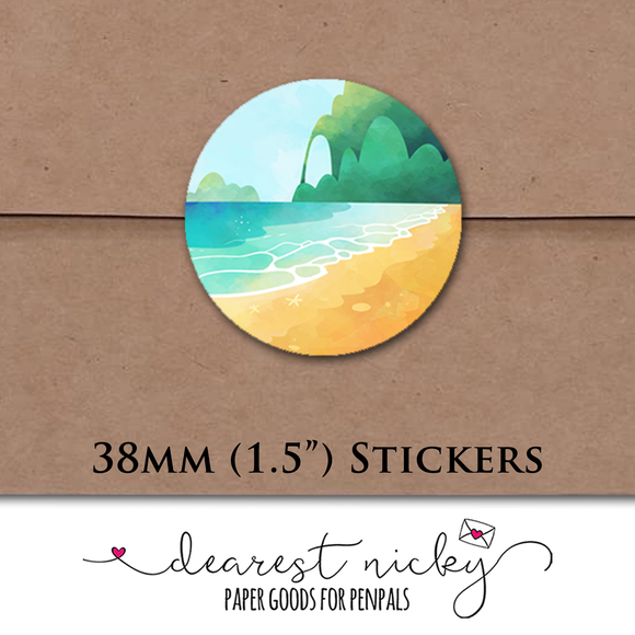 Beach Envelope Seals <br> Set of 30 Stickers