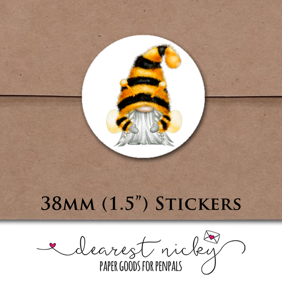 Bee Gnomes Envelope Seals <br> Set of 30 Stickers
