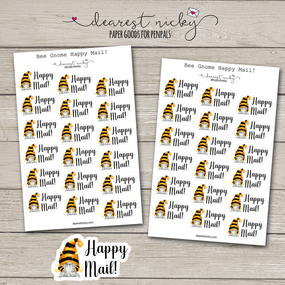 Bee Gnome Happy Mail Stickers - 2 Sheets
